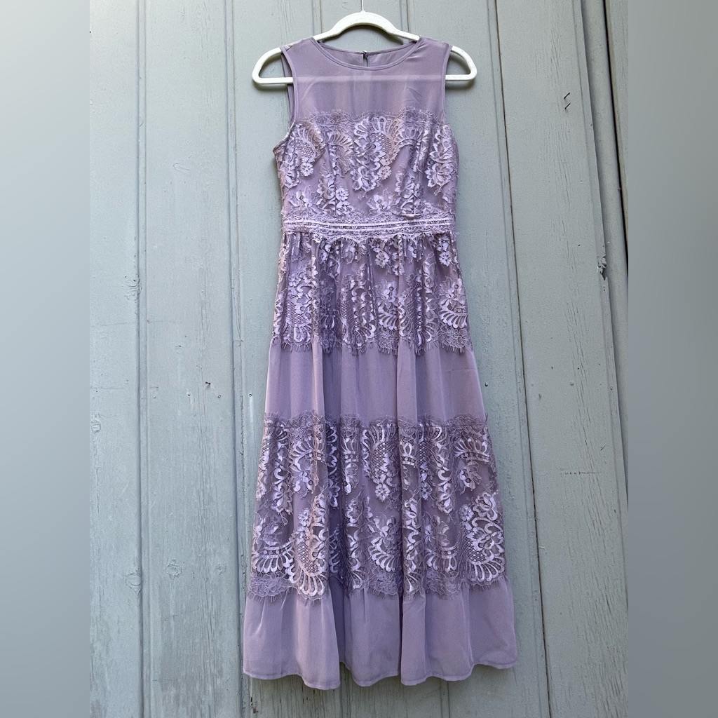 Lavender Purple Lace Mesh Dress Size Us 6